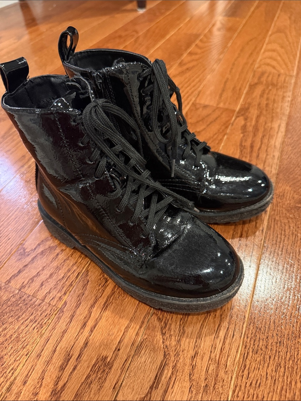MIA Black Patent Lace-Up Kids Boots